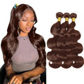 Brown Body Wave Bundles Human Hair Chocolate Brown Bundle Niegmeag Brazilian Virgin Remy Hair 3 Bundles 12 14 16 Inch Double Weft Soft and Silky Color 4 Body Wave Bundle Hair Weave