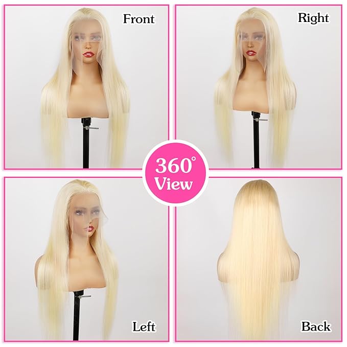 613 Lace Front Wig Human Hair 200 Density Straight,13x6 Blonde Lace Front Wigs Human Hair 20 Inch Full & Thick 613 HD Lace Frontal Wig Human Hair Pre Plucked with Baby Hair for Women
