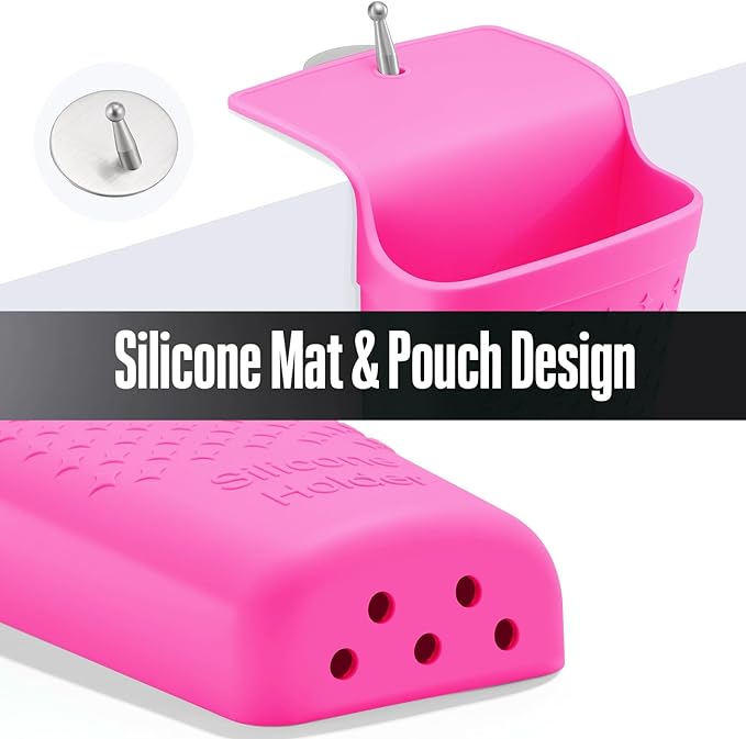 Heat Resistant Silicone Hair Iron Mat and Pouch,Portable Travel Hair Straightener Mat and Holder for Hair Styling Tools.1 Pack.(Hot Pink)