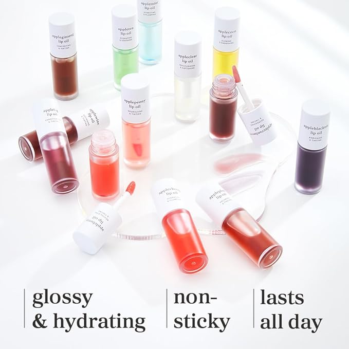 NOONI Korean Lip Oil - Appletea | Long-Lasting, Moisturizing, Plumping, Revitalizing for Dry Lips, Waterproof, No Peel Off, Hydrating, Stocking Stuffers, Tween Girls Trendy Stuff, 0.12 FL Oz