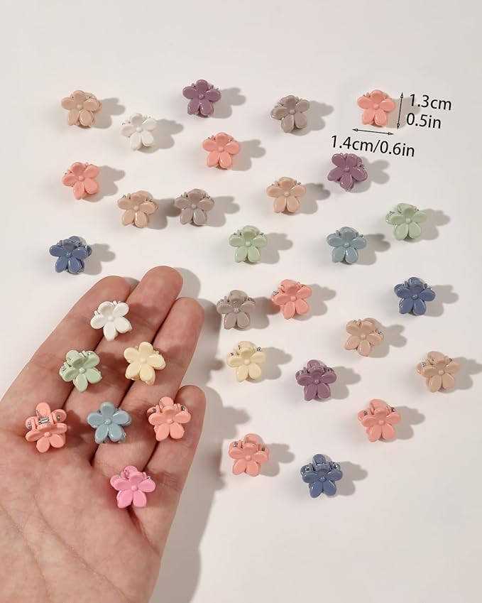 100 Pack Mini Flower Hair Clips for Girls, Toddlers, and Babies – Small Claw Clips for Thin Hair, Non-Slip & Durable Plastic, Random Colors – Cute Hair Accessories for Kids & Women