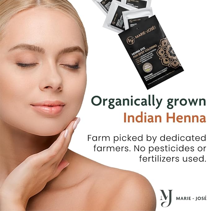Marie-José Henna Dye - Professional Henna Tint for Spot Coloring - Covers Grey Hair - Root Touch Up - Good for 50 Applications (Grey Brown)