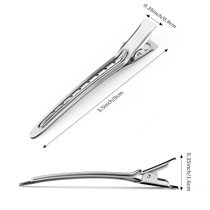 30 Pack Hair Clips for Women Styling - 10 Pcs 3.5" Sectioning Duckbill Clips + 20 Pcs 1.89" Snap Clips | Metal Barrettes for Thin Hair, Girls Hair Accessories (Non-Slip)