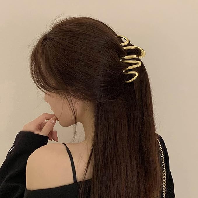Hair Claw Clips, Snake Design Metal Hair Clip, Gold, for Women Girls, Fashionable Hair Accessories, Creative Thick Hair Clips, One Size