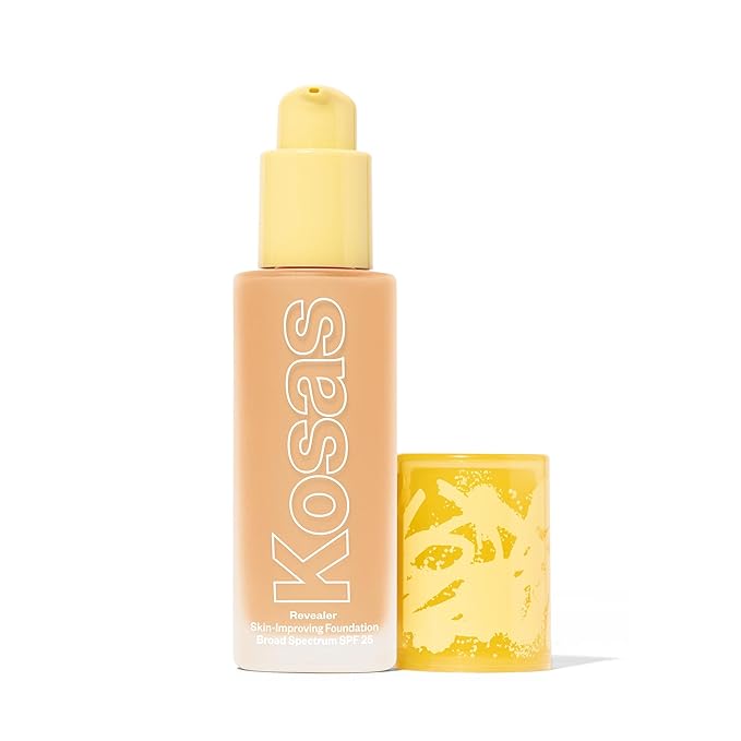 Kosas Revealer Skin-Improving Foundation with SPF 25 Protection - Hydrate, Brighten, Soothe, Plump, Protect Skin - Smoothing Texture, Natural Finish and Clean Formula - Light Medium Neutral Warm 190