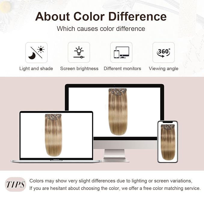 XDhair Human Hair Clip in Extensions 120g Balayage Color 10 Golden Brown to Light Blonde Highlight 27 Blonde Double Weft Clip in Human Hair Extensions #10/27/27 18 Inch