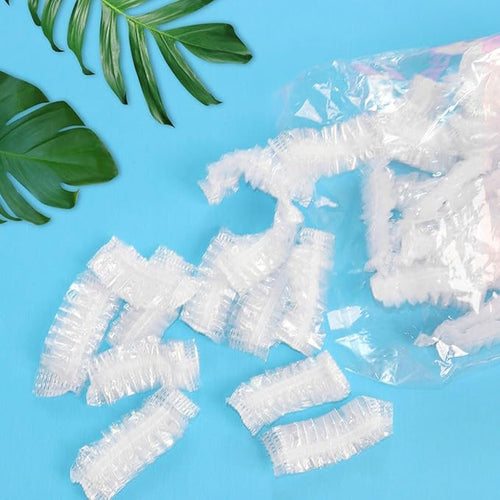 500 PCS Disposable Ear Covers for Shower, Clear Plastic Ear Shower Caps, Waterproof Ear Protectors for Hair Dye