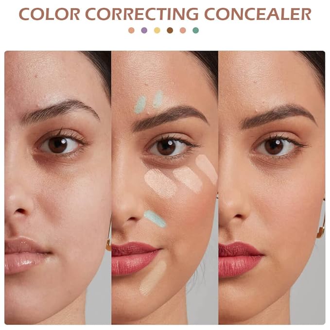 6 Color Correcting Concealer Palette With Concealer Brush, Tattoo Concealer, Cream Contouring Makeup Kit, Corrects Dark Circles Red Marks Scars Light Mediumor creamy concealer A1