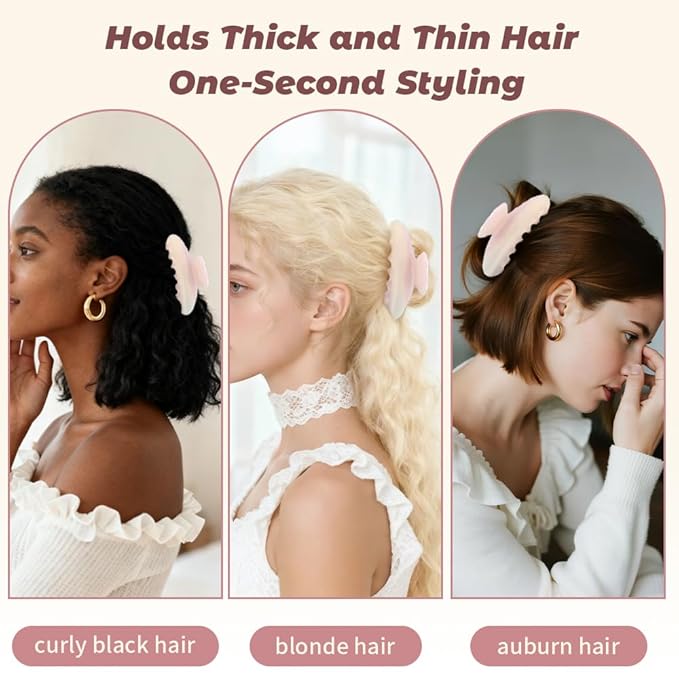 French Hair Claw Clips for Women Grils,4 Inch Strong Hold No Slip Grip Accessories Acetate material,not easily damaged,Thick or Thin Hair (Light Pink)