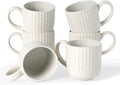 famiware Coffee Mugs Set of 6, Starlight 11 oz Mug Cup Set with Handle for Coffee, Tea, Cocoa, Milk - Ceramic Stoneware Mug Set, Matte White