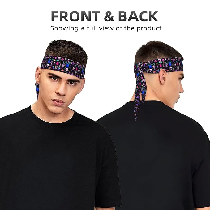 Boys Girls Sports Sweatbands, Multipurpose Long Head Band for Yoga Fitness Shower, Fashion Gothic Magic Witch Witchy Headwear Head Decor