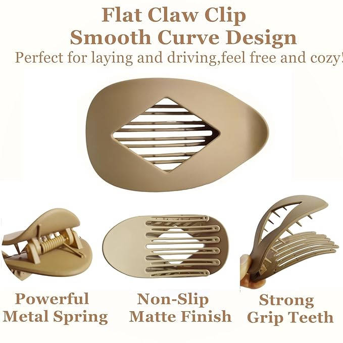 Flat Hair Claw Clips for Women,Matte Medium Hair Clips for Thick & Thin Hair- Comfortable Everyday Use for Office, Yoga, Party & Casual Styling (4PCS J)