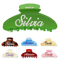 Personalized Colorful Name Hair Claw Clips for Women,Custom Hair Clips with Diamond,Cute Hair Accessories 4",Handmade Rhinestones Hair Clamp Gifts for Mom,Bride,Wife,Bridesmaid,Couples（Green）