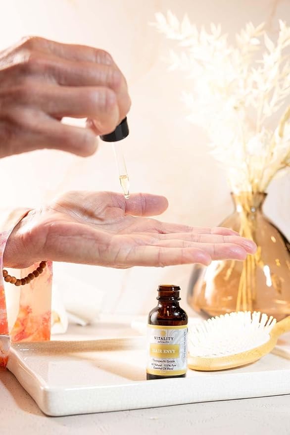 Vitality Extracts Hair Envy - Natural Hair Growth Serum - 100% Pure Essential Oils, 15 Plant Extracts, No Synthetics, No Parabens - Strengthen Hair, Minimize Breakage, Stimulate Follicles