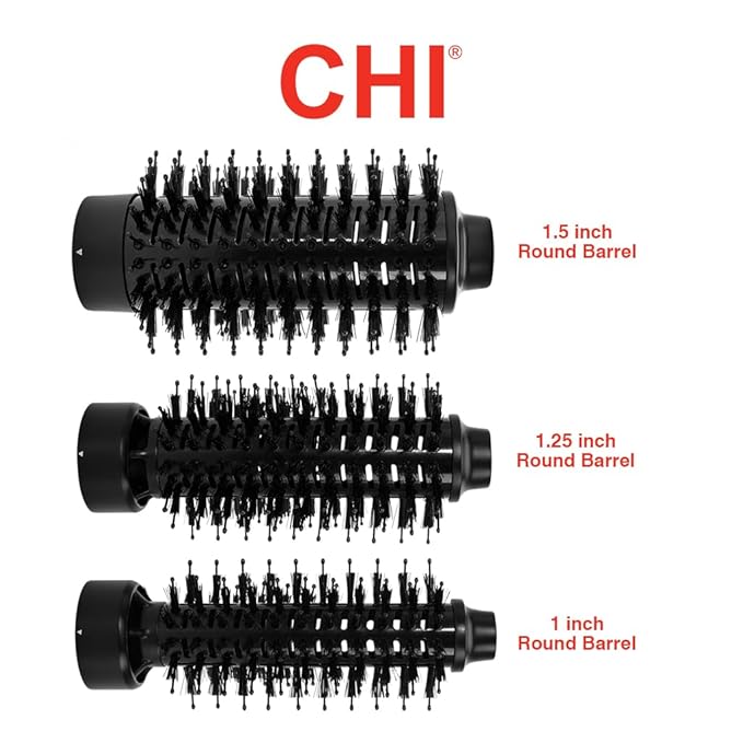 CHI 3-in-1 Round Blowout Brush, Hair Dryer Brush For Smooth, Frizz-Free Hair, 3 Interchangeable Brush Heads & Adjustable Heat Settings