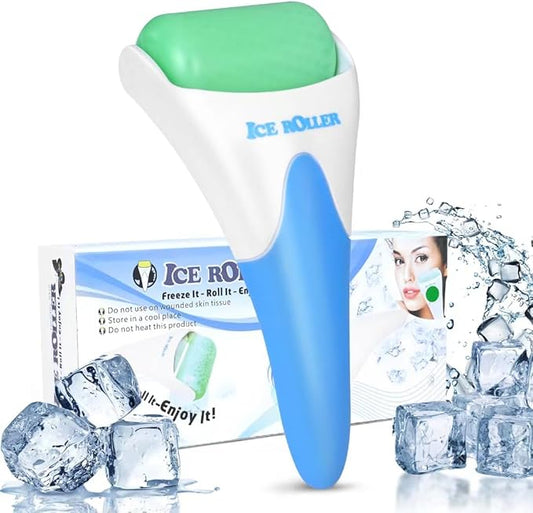 ONLYSKY BEAUTY Ice Roller Face Cooling Cold Roller for Body Eyes Face Skin Care Tools, Roller Cooling Roller for Women & Men（Blue Handle+Green Roller