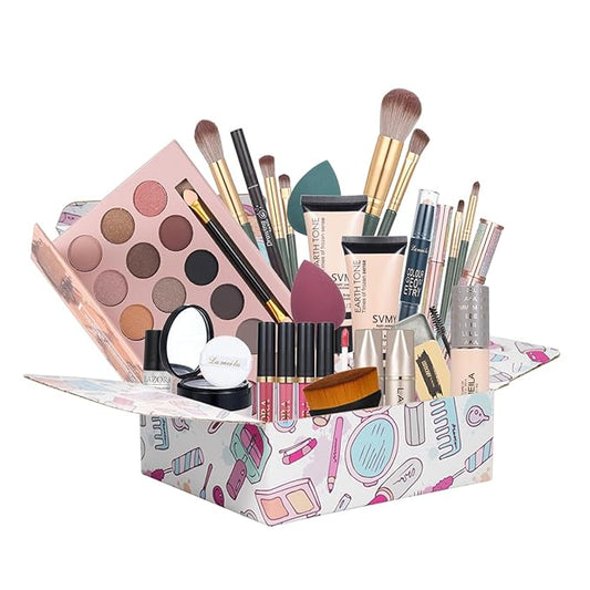 All in One Makeup Kit for Women Full Set Girl Makeup Gift Set Makeup Essentials Set Includes Foundation 18 Color Eyeshadow Palette Lipstick Eyebrow Pencil Makeup Gift Set