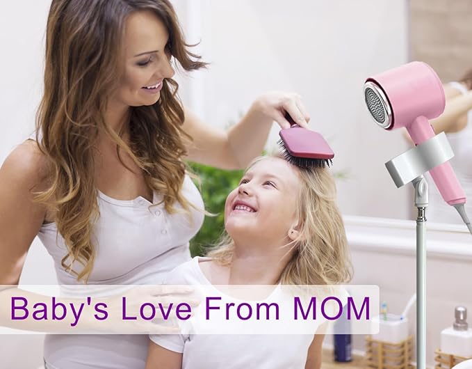 Hair Dryer Stand White 20-63 Inch Adjustable Blow Dryer Holder with Tripod and Universal Clip, Easy to Use, Hands Free Relieve Wrist Pain, Shoulder Periarthritis etc