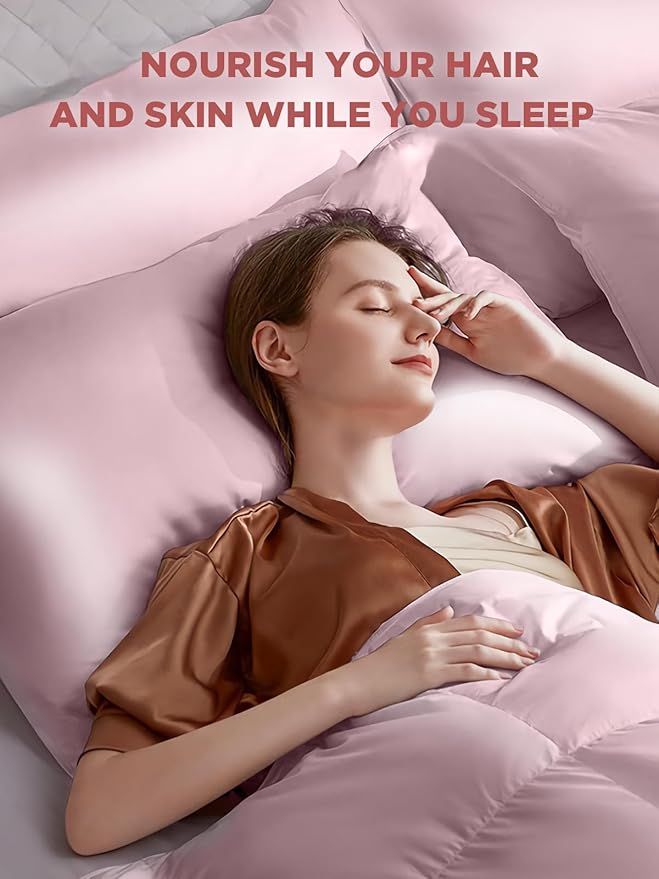 Mulberry Silk Pillowcase for Hair and Skin, SGMSILK 22 Momme Natural Silk Pillow Cases with Zipper, 6A Soft and Smooth Single Sided Pure Silk Pillow Cover (Soft Pink, Queen 20"x30")