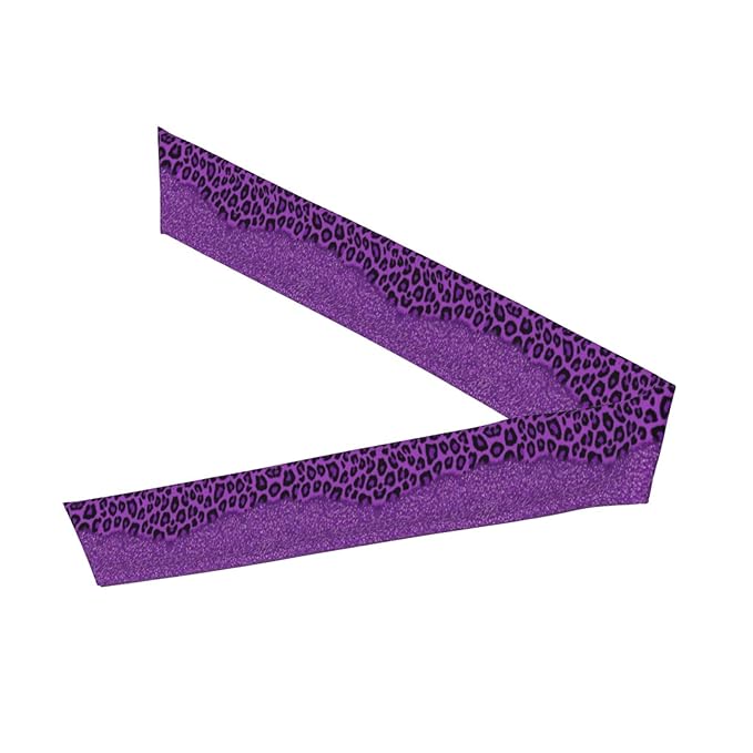 Men's Women Novelty Sports Sweat Bands Hair Decor for Sports Workout Spa, Long Boho Style Purple Glitter Pattern Cheetah Leopard Print Head Band Headdress