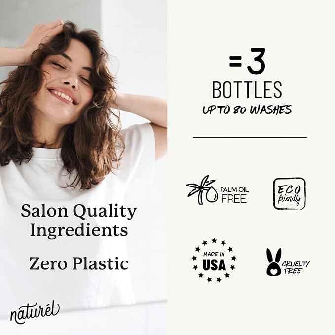 Naturel Maintain Conditioner Bar, Conditioner Bar for Hair Growth and Shine, Castor Oil and Grapefruit Oil, Vegan, Zero Waste, Cruelty Free, Made in USA