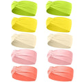 10 Pcs Wide Absorbent Sport Headbands for Women, Non-slip, Stretchy, Soft Cotton Twist Knotted Hair Bands for Daily Workout Yoga Running Sports, BA