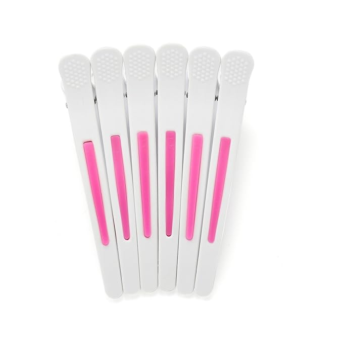 6Pcs/set Pinup Plastic Duck Bill Hair Clips for Sectioning Hair - Professional Non Slip Silicone band Clips Salon DIY Accessories Hairpins Hairgrip for Women(White-Style2)