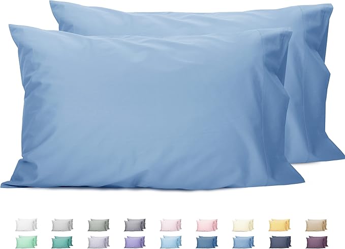 Sunflower King Pillowcases Set of 2, 100% Cotton King Size Pillow Cases 2, 20×40 inches Placid Blue, Soft and Breathable