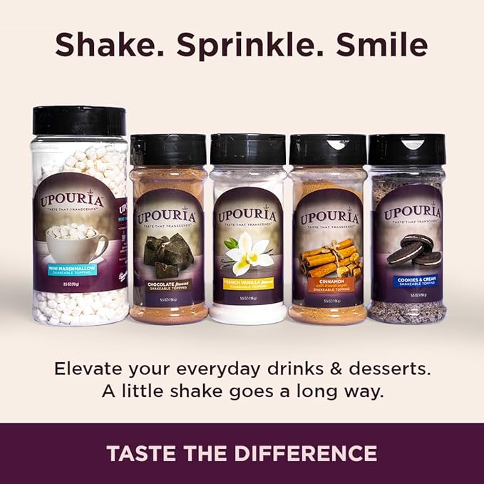 Upouria Cookies & Cream Coffee Topper, Vegan, Rich Flavor Enhancer for Coffee, Hot Chocolate, Ice Cream, 5.5oz