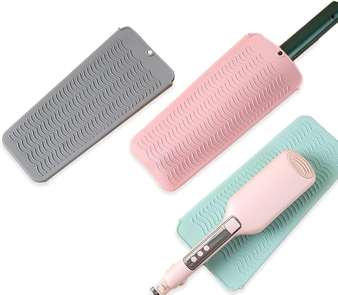 2 Pcs Professional Silicone Heat Resistant Mat Pouch for Curling Iron, Flat Iron and Other Hot Tools, Portable Travel Mat and Cover for Hair Styling Tools with Hanging Hole (2PCS Black)