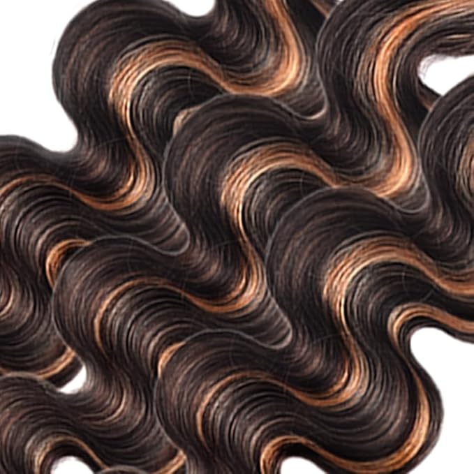 Highlight Body Wave Bundles P1B30 Human Hair Bundle Niegmeag Hair Grade 8A Brazilian Virgin Remy Hair Extensions 24 26 28 Inch 2 Tone Black and Light Brown Bundles