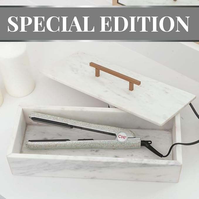 CHI The Sparkler Lava Ceramic Flat Iron, Special Edition, Hair Straightener for an Even & Smooth Finish, 11 Foot Cord for Convenience, 1" Iron, Silver