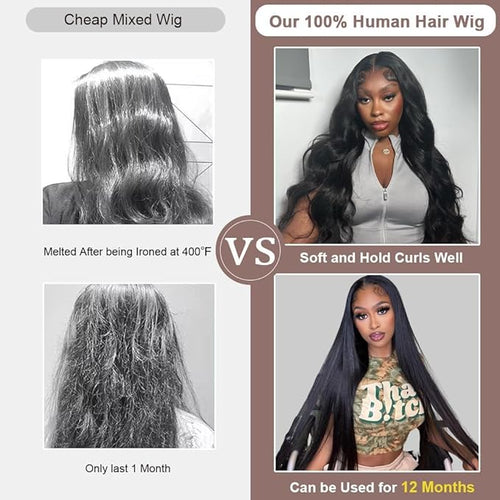 32 Inch 13x6 Lace Front Wigs Human Hair 200 Density HD Full Frontal Straight Lace Front Real Human Hair Wigs Pre Plucked for Women Tiny Knots No Tangle Minimal Shedding Longer Lifespan