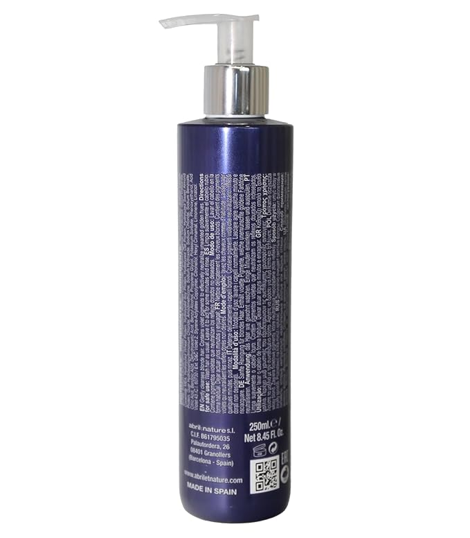 abril et nature - Platinum Professional Shampoo - For Blonde, Bleached, Highlighted, and/or Gray Hair - Violet Toner - Goodbye Yellow Tones - Platinum Appearance - 250 ml