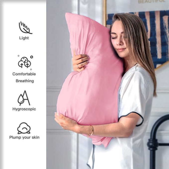 Silk Pillowcase for Hair and Skin,Soft,Breathable and Sliky 100% Silk Pillowcases King Set of 2,Both Sides Natural Mulberry Silk Pillow Cases with Hidden Zipper(King Size 20"X 36",2pcs)