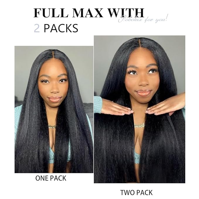 Kinky Straight Clip in Hair Extensions Real Human Hair 2 Pack 240g Seamless Clip in Hair Extensions for Women Full Max with 16Pcs PU Skin Weft 18inch Natural Black