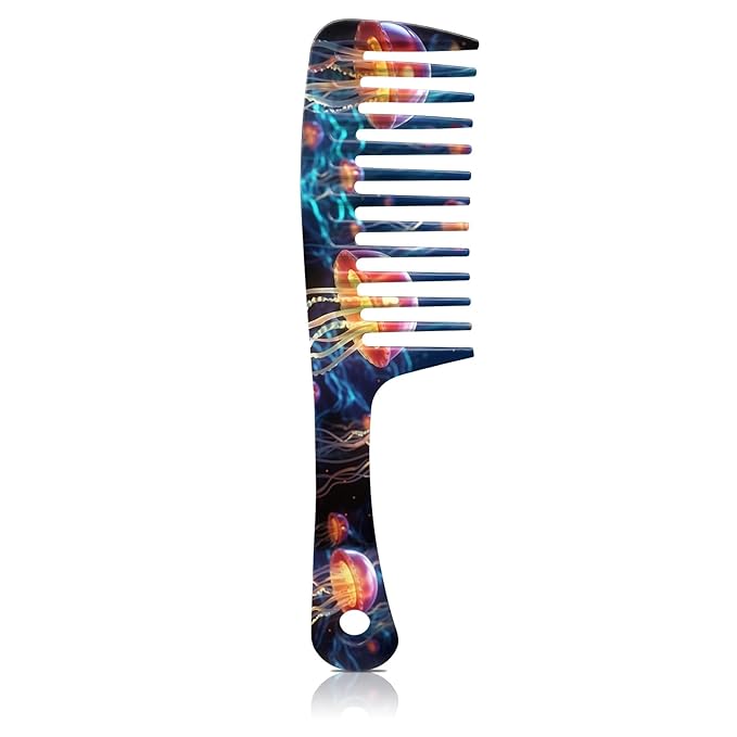 Wide Tooth Comb,Effortless Tangle Removal for Curly, Wet, Long Hair Wet,Cute Aesthetic Design for Women Men and Girls (Blue-17)