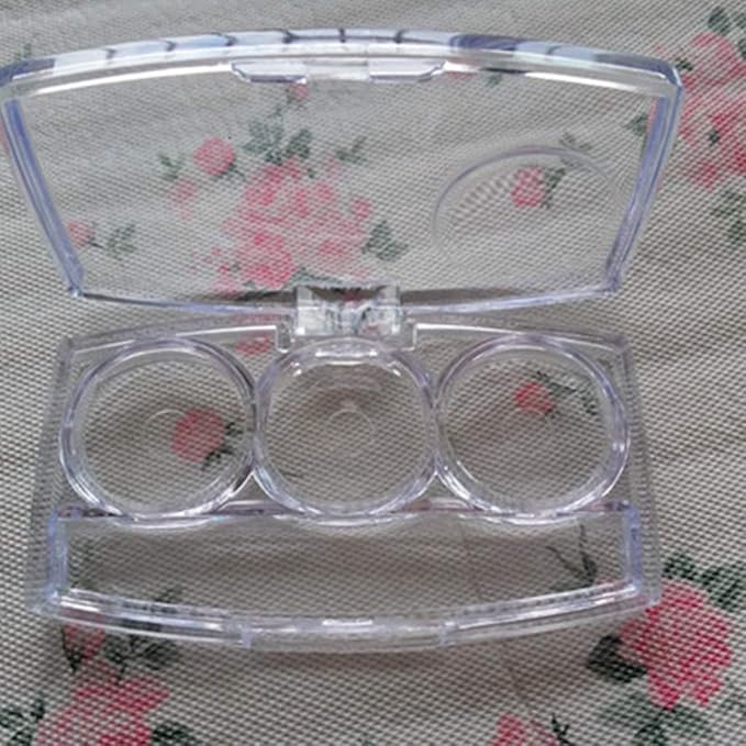 10 Pcs Clear Empty Eyeshadow Palette Plastic Eyeshadow Storage Box Case with 3 Grids Palettes Lipstick Box Pigment Palette Tray Plastic Cosmetics Container Box DIY Makeup Powder Sample Box