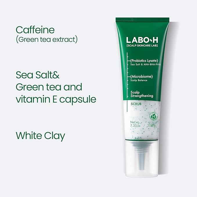 Scalp Strengthening Scrub for Hair Growth & Anti-Loss | Vegan Treatment with Rosemary and Sea Salt, Gentle Moisturizing Exfoliator, Eliminates Build Up & Odor, Sulfate Free, Korean, 7.33 Fl oz.