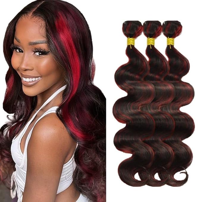99j Bundles Human Hair P1B99j Body Wave Bundles 2 Tone Black and Burgundy Bundle 22 24 26 Inch Peruvian Unprocessed Virgin Remy Hair Extensions