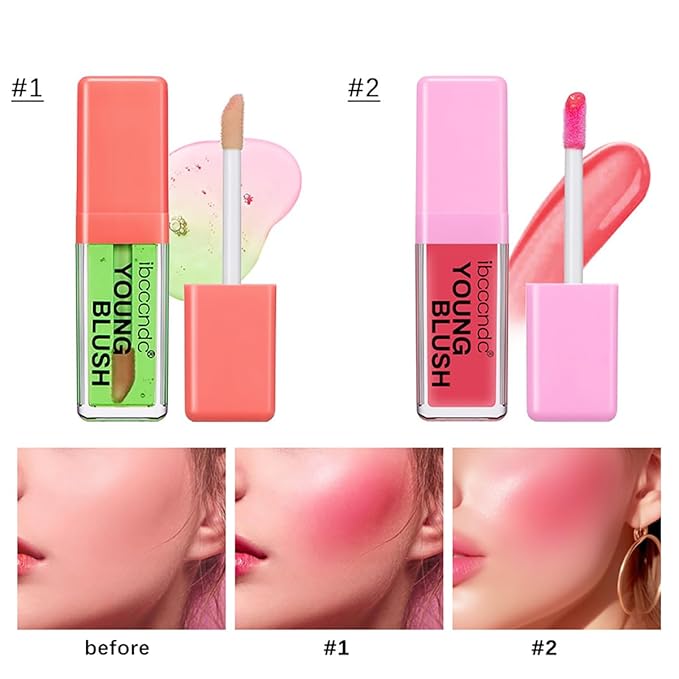 Color Changing Blush Oil, Skin's Natural PH Changing Blush for Dewy, Lightweight & Waterproof & Moisturizing Formula, Lasting Hydrating Rouge for All Skin, Easy To Blend, 6.5ml (Clear Green)