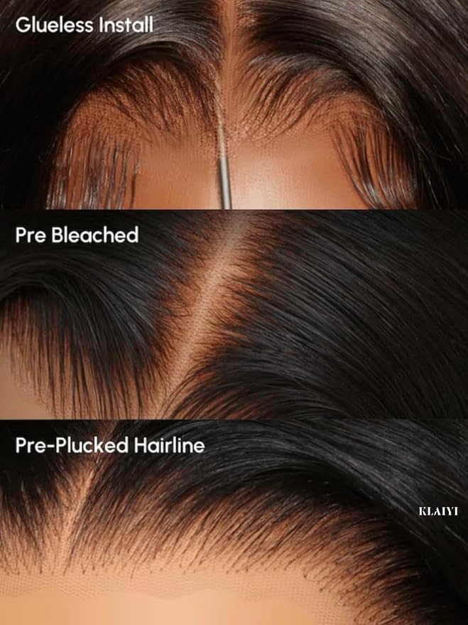 KLAIYI Ombre Brown Body Wave Bye Bye Knots Glueless Wig Pre Cut 7x5 HD Lace Front Wigs Human Hair Chestnut Brown Loose Wave Pre Plucked Bleached Wear and Go Wig with Dark Roots 30S Ready to Go 16Inch