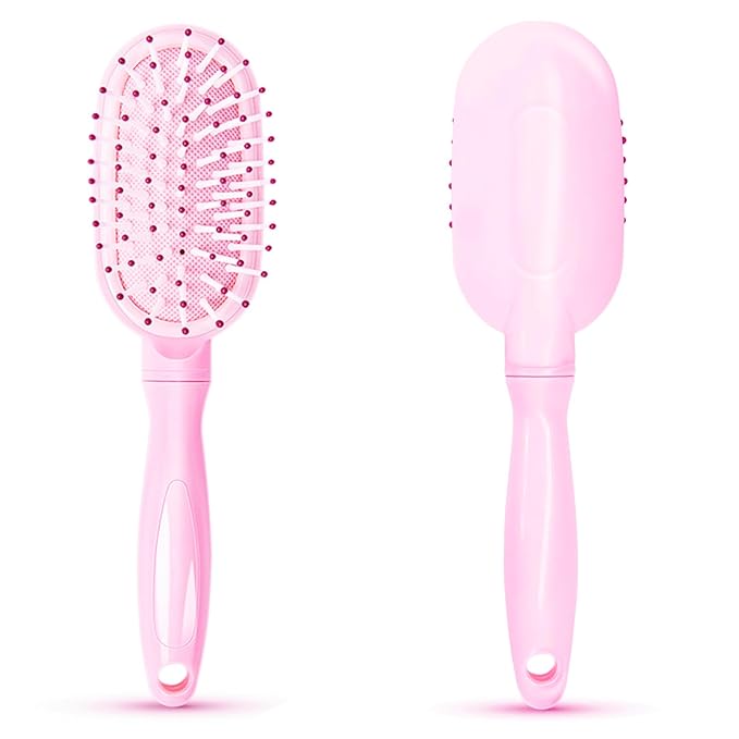 Mini Hair Brush for Little Girls, Small Hair Detangling Paddle for Pain-free Brushing, Little Cute Detangler for Kids on All Hair Types, Pink, 1 Pack