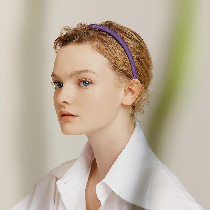SHE'S FREE STYLE JUST FOR YOU Upgraded Classic Thin Headbands for Women, Non-Slip Polyester & Plastic Hair Bands with Teeth for Strong Hold Grip, Durable Hair Accessories (Coffee Brown-F2, Upgrade)