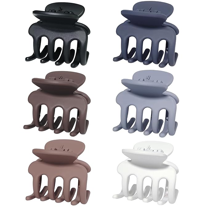 6 Pcs Hair Clips Small Claw Clips for Thin Hair Medium Matte Non-slip Hair Accessories for Women and Girls (Brown Grey)