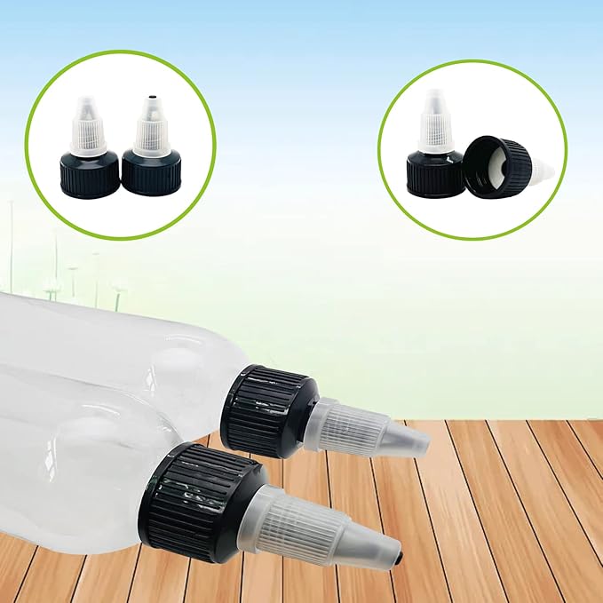 4 Pcs Dispensing Bottles, 5oz Plastic Boston Squeeze Bottles with Twist Top Cap