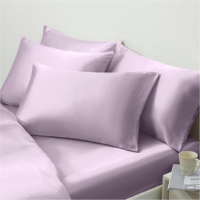 100% Mulberry Silk Pillowcase for Hair and Skin Made in USA, Pure 22 Momme Silk, Acne Pillowcase with Zipper, Hypoallergenic, Cooling, Anti Wrinkle, 1 Pc 20"x26" (Standard, Purple)