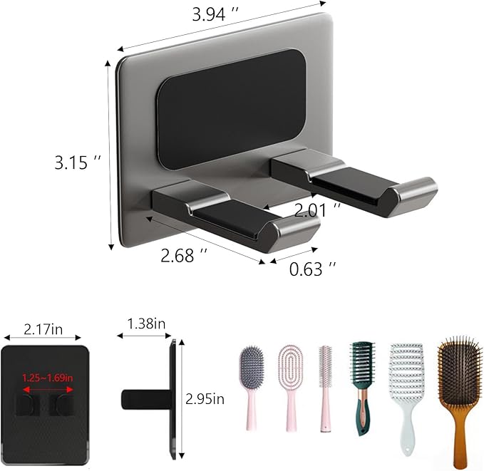Hair Dryer Holder, Hair Dryer Holder Wall Mounted,New Upgrade Stainless Steel Self Adhesive Blow Dryer Holder Rack for Most Hair Dryers