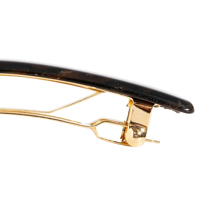 Brown Hair Barrette for Thin Hair, Classic Rectangle French Barrette for Women, Lightweight and Comfortable, Strong Hold, Metallic Mojave | France Luxe