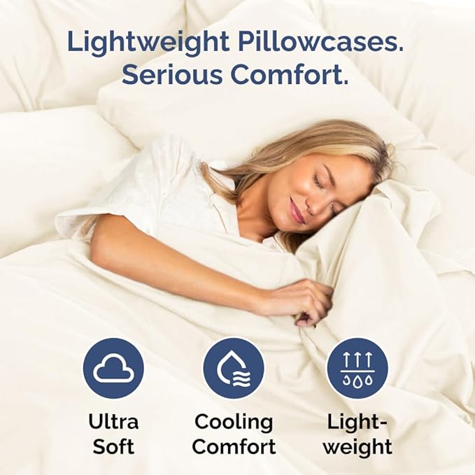 Queen Pillow Cases Set of 4 - Ultra Soft Hotel Quality Pillowcase Covers - Comfy, Cozy & Wrinkle Free - Shrinkage, Stain & Fade Resistant - Machine Washable Pillow Protectors - 4 Piece Set - Off White